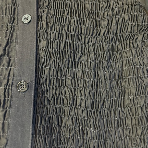 Vintage Bis Bis Gene Ewing Smocked Shirt Jacket Shacket Black Size 12 - Picture 11 of 14